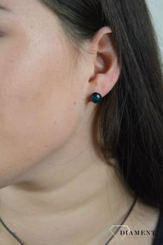 Srebrne kolczyki szkło weneckie 'Morska zieleń' Murano 42. Klasyczna biżuteria pięknie mieniąca się zielenią oraz błękitem przy każdym ruchu (1).JPG